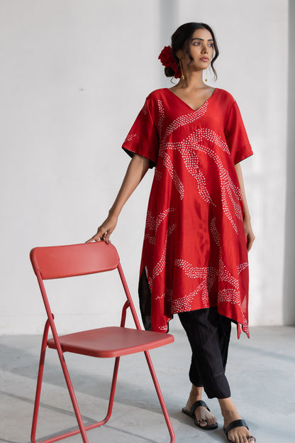 Poppy Fields Bandhani Kurta Set