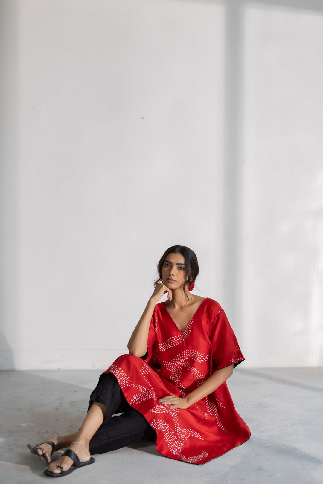 Poppy Fields Bandhani Kurta