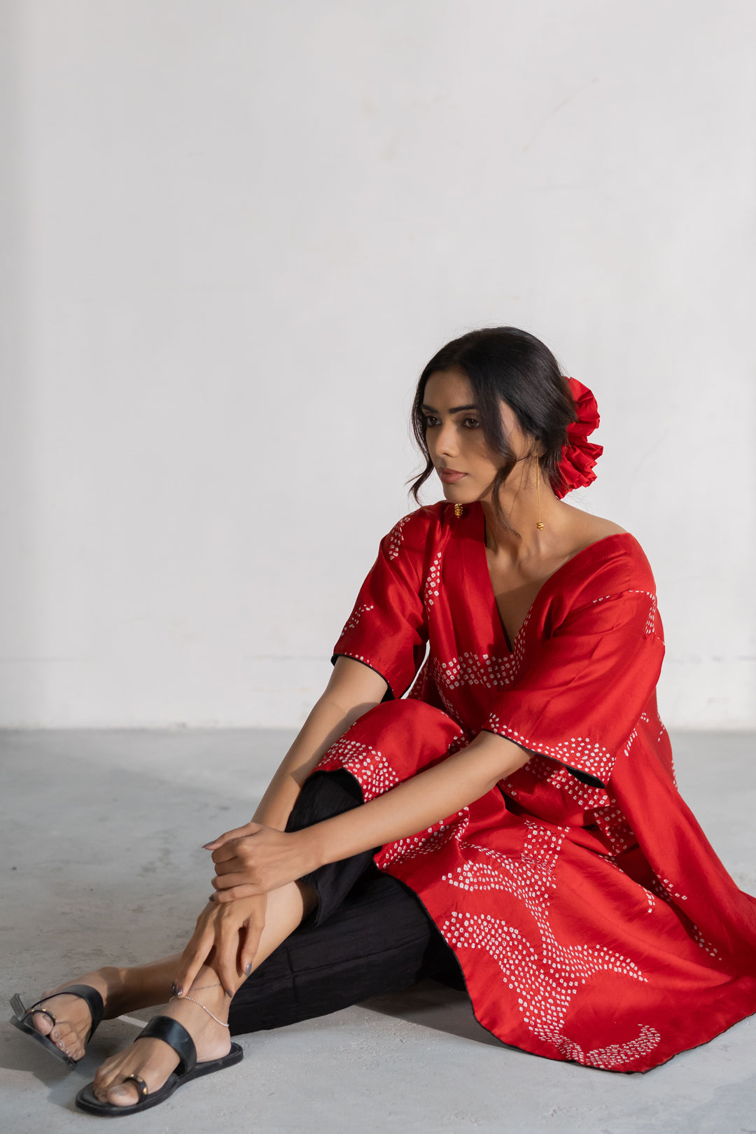 Poppy Fields Bandhani Kurta