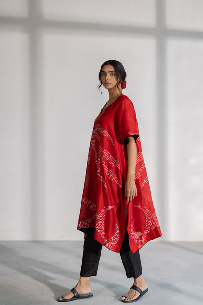 Poppy Fields Bandhani Kurta