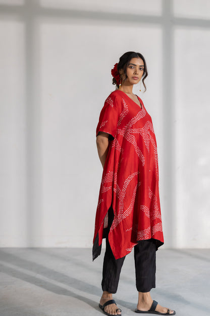 Poppy Fields Bandhani Kurta Set