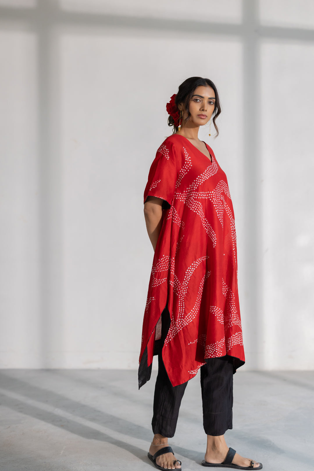 Poppy Fields Bandhani Kurta