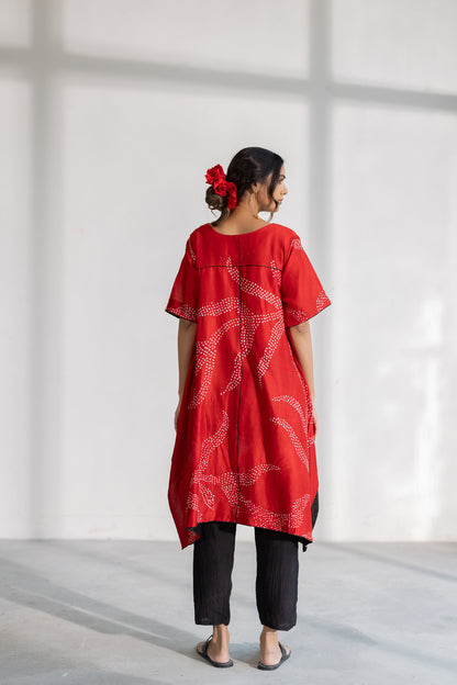 Poppy Fields Bandhani Kurta