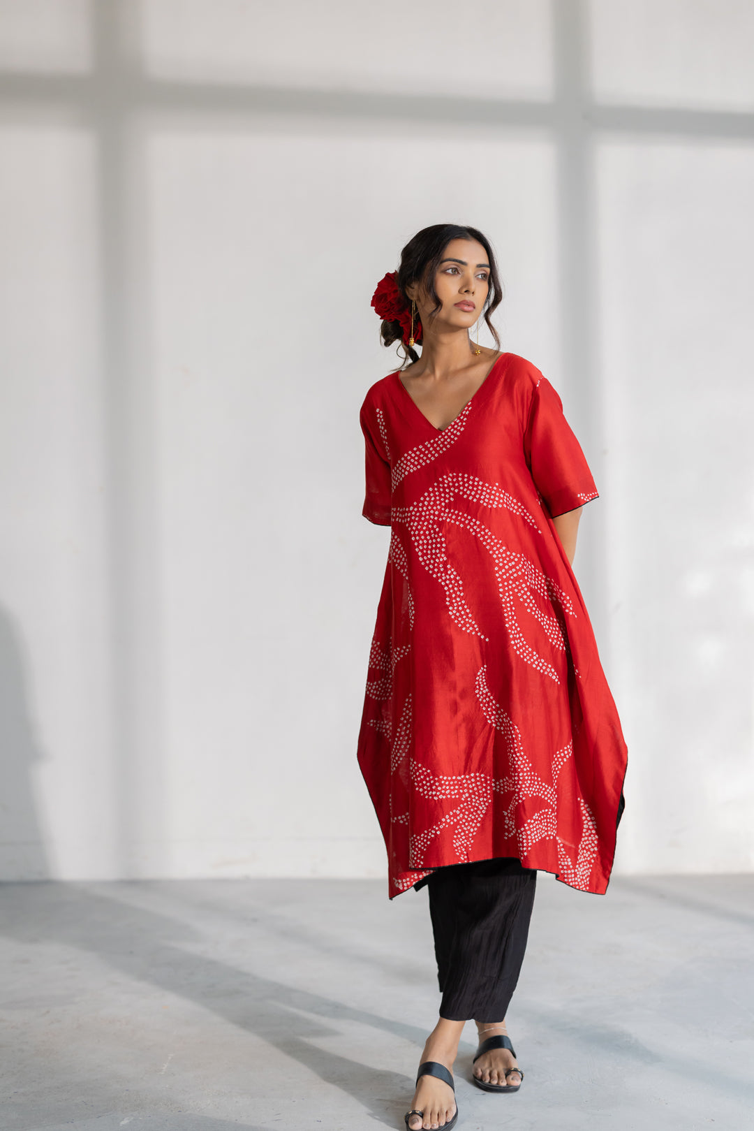 Poppy Fields Bandhani Kurta