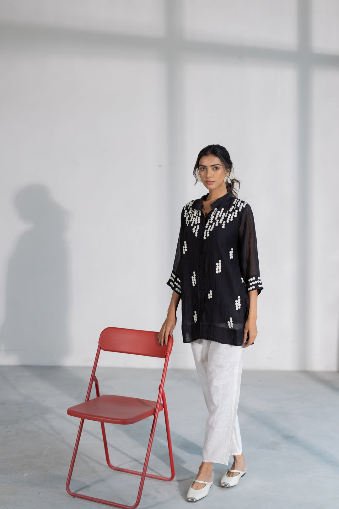 Onyx Dewdrop Shirt and Linen Pants Set