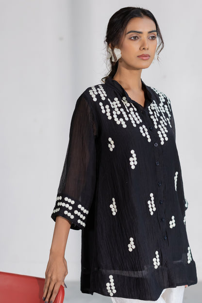 Onyx Dewdrop Shirt and Linen Pants Set