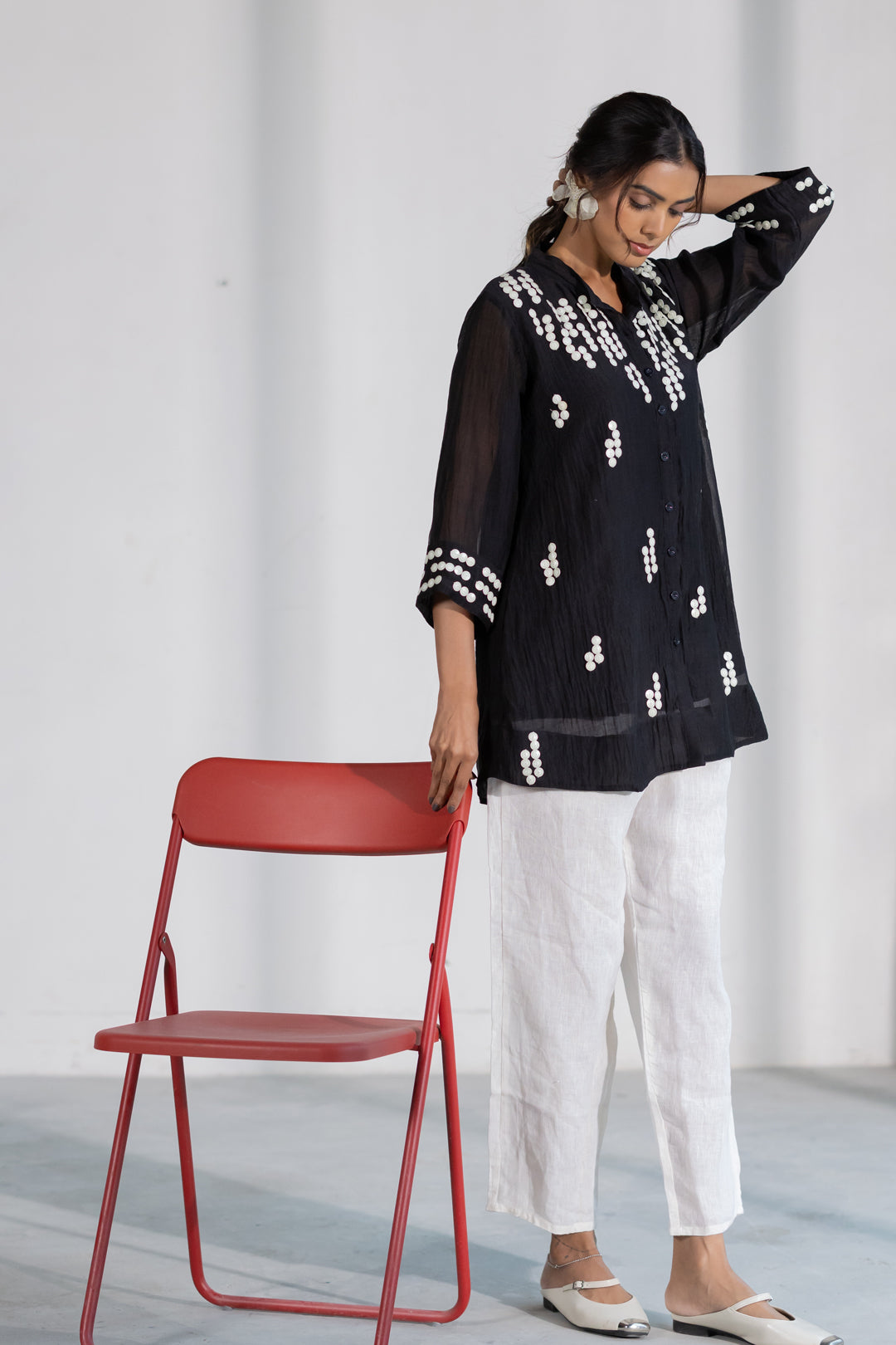 Onyx Dewdrop Shirt and Linen Pants Set