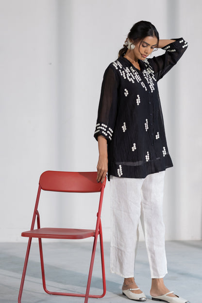 Onyx Dewdrop Shirt and Linen Pants Set