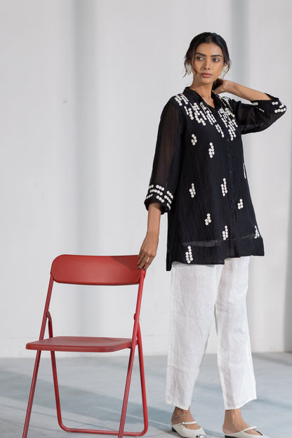 Onyx Dewdrop Shirt and Linen Pants Set