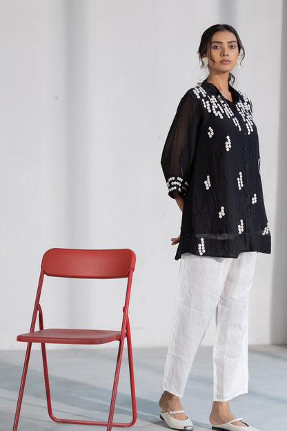 Onyx Dewdrop Shirt and Linen Pants Set