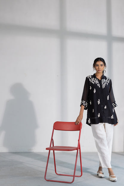 Onyx Dewdrop Shirt and Linen Pants Set