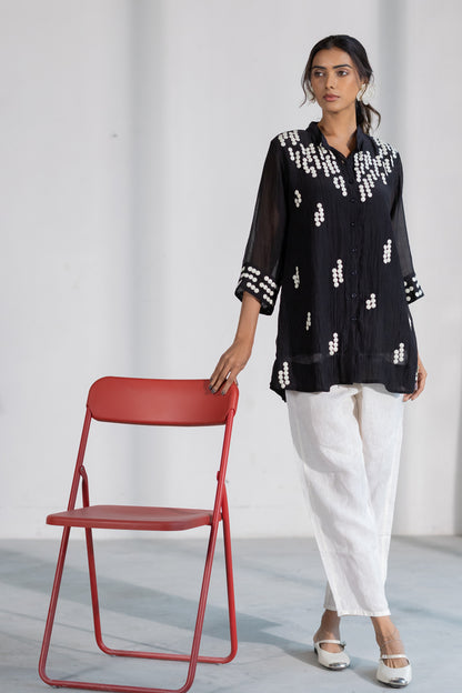 Onyx Dewdrop Shirt and Linen Pants Set