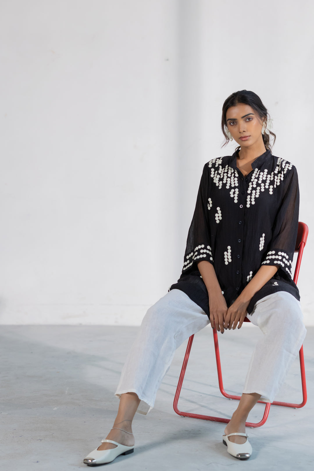 Onyx Dewdrop Shirt and Linen Pants Set