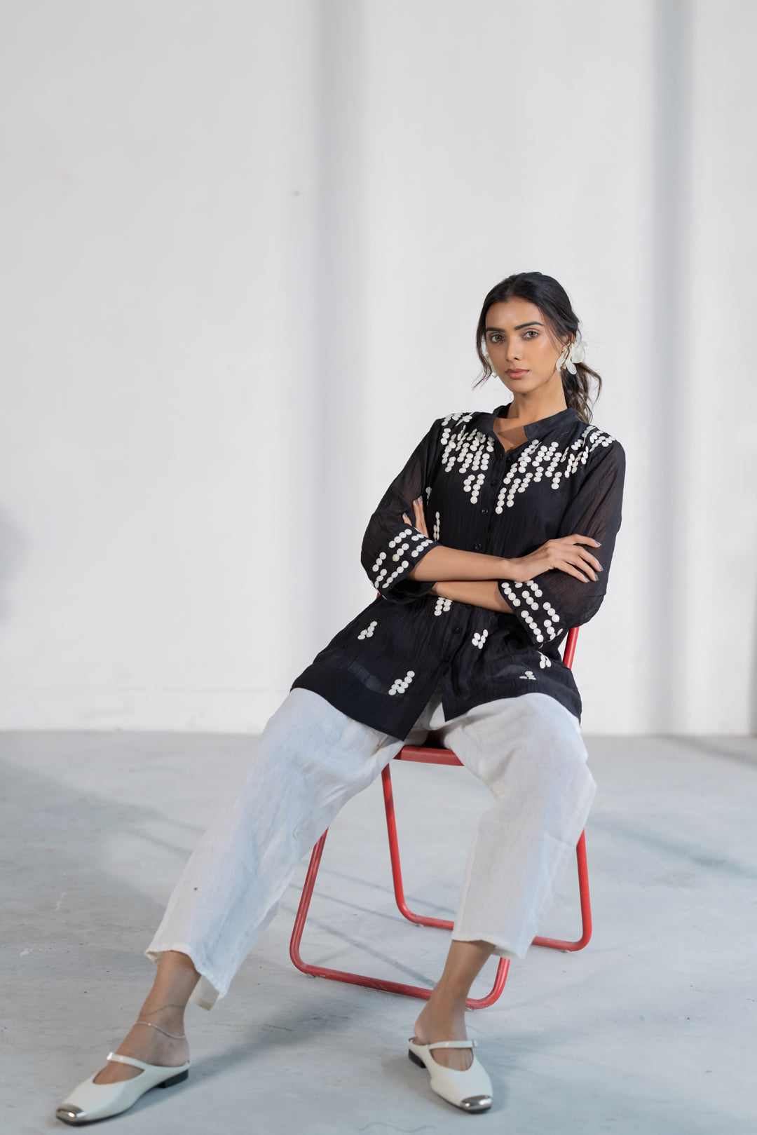 Onyx Dewdrop Shirt and Linen Pants Set