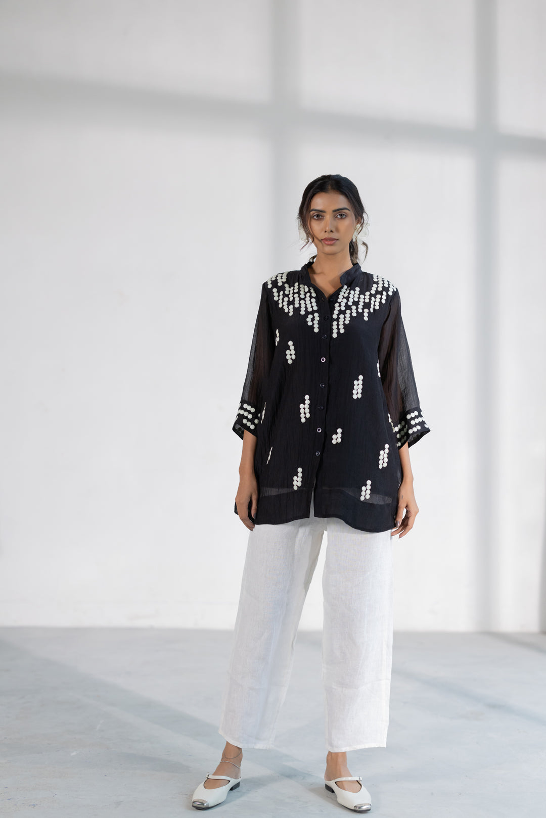 Onyx Dewdrop Shirt and Linen Pants Set