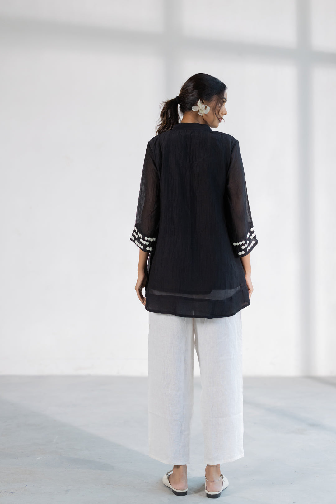 Onyx Dewdrop Shirt and Linen Pants Set