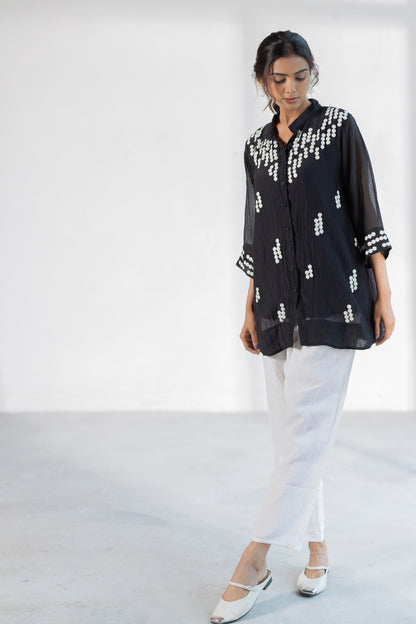 Onyx Dewdrop Shirt and Linen Pants Set