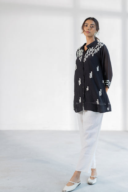 Onyx Dewdrop Shirt and Linen Pants Set