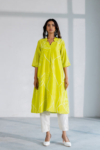 Citron Bandhani Kurta