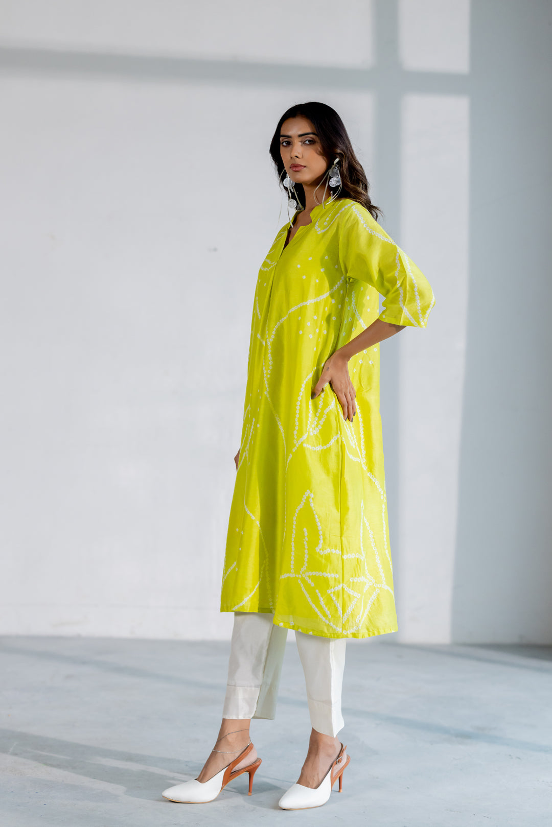 Citron Bandhani Kurta