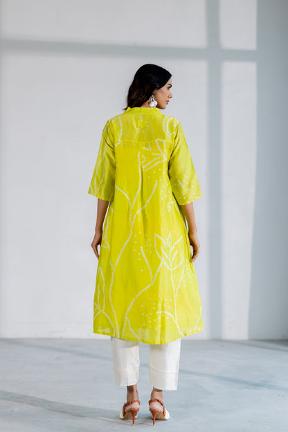 Citron Bandhani Kurta Set