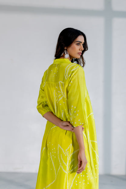 Citron Bandhani Kurta Set