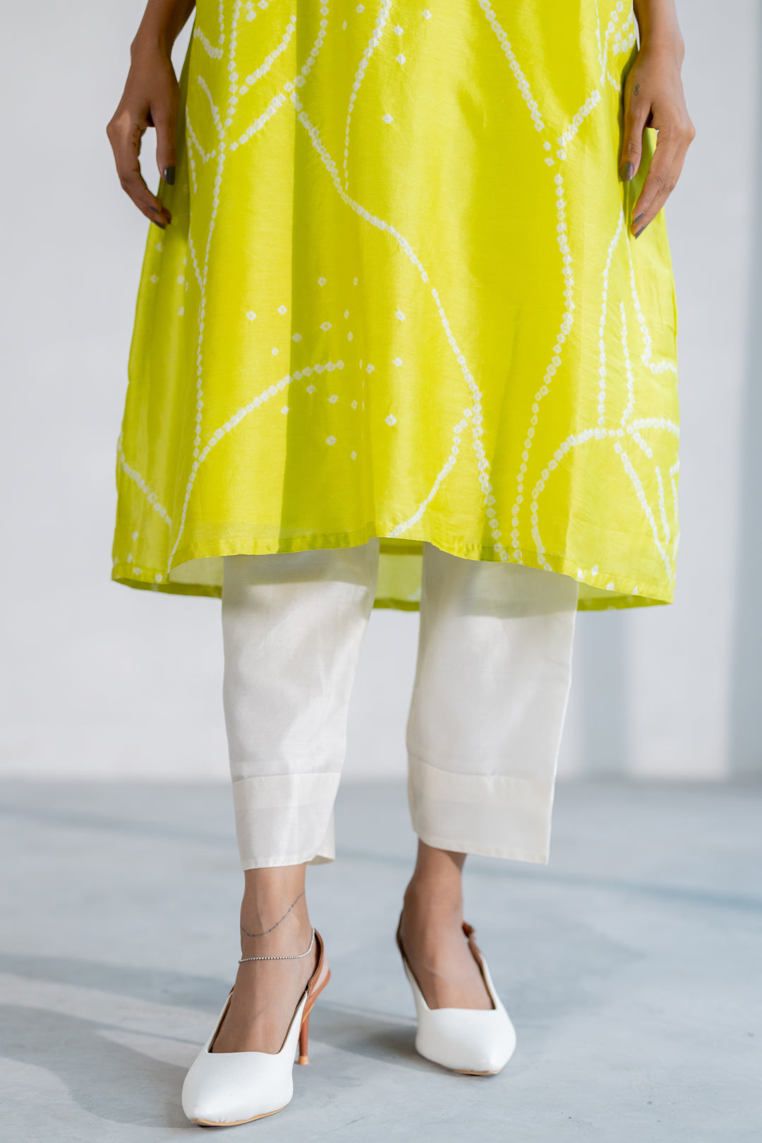 Citron Bandhani Kurta Set