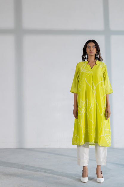 Citron Bandhani Kurta