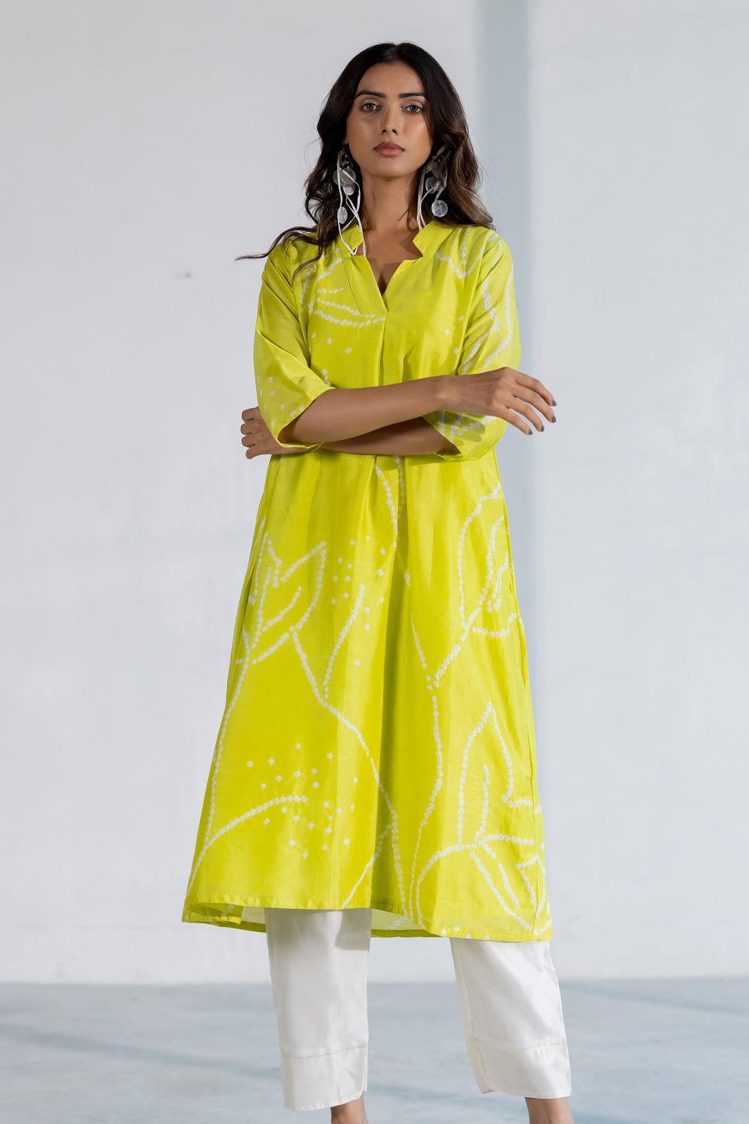 Citron Bandhani Kurta