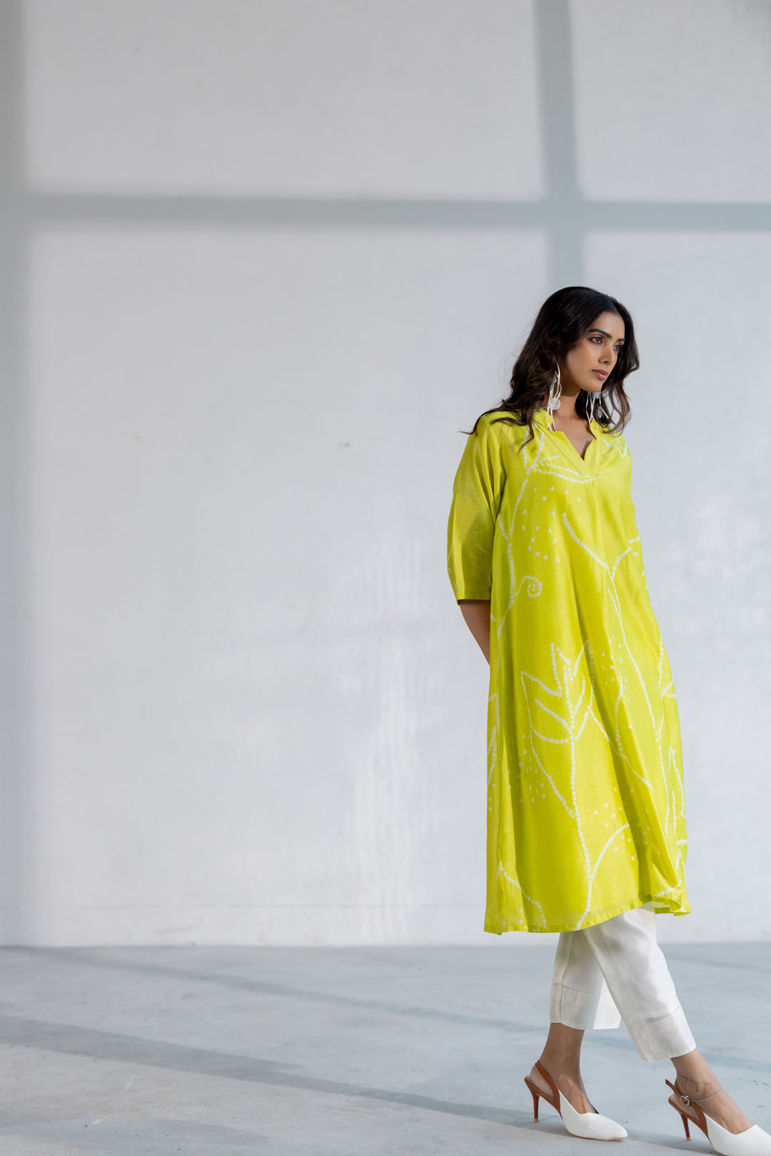 Citron Bandhani Kurta Set