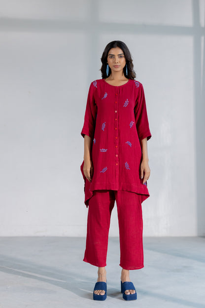 Ruby Dewdrop Crinkle Co-Ord