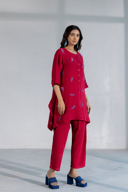 Ruby Dewdrop Crinkle Co-Ord