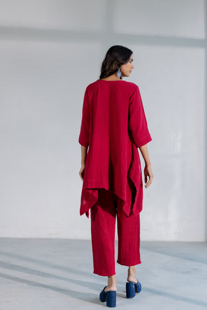 Ruby Dewdrop Crinkle Co-Ord