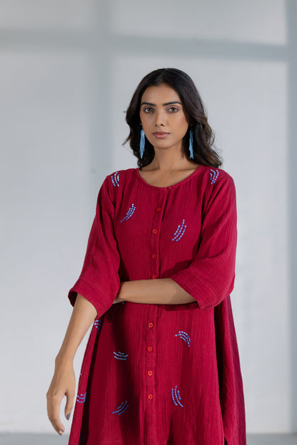 Ruby Dewdrop Crinkle Co-Ord