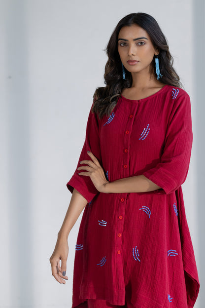 Ruby Dewdrop Crinkle Co-Ord