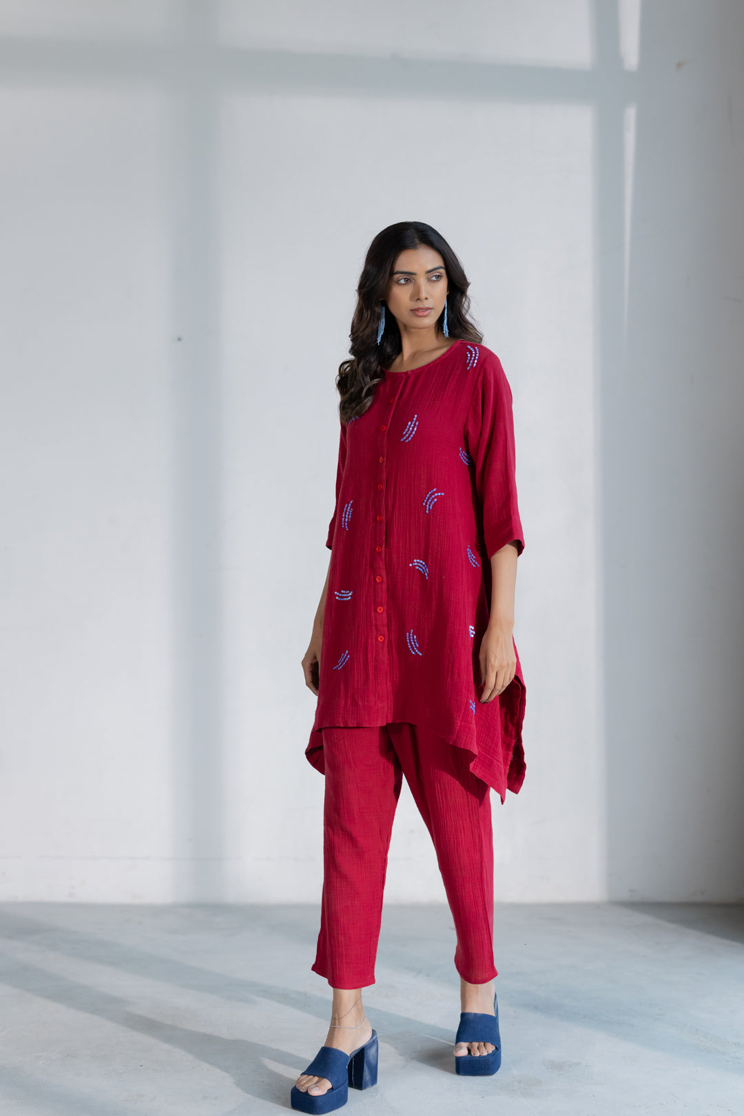 Ruby Dewdrop Crinkle Co-Ord
