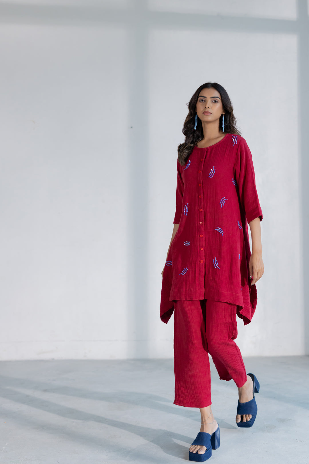 Ruby Dewdrop Crinkle Co-Ord