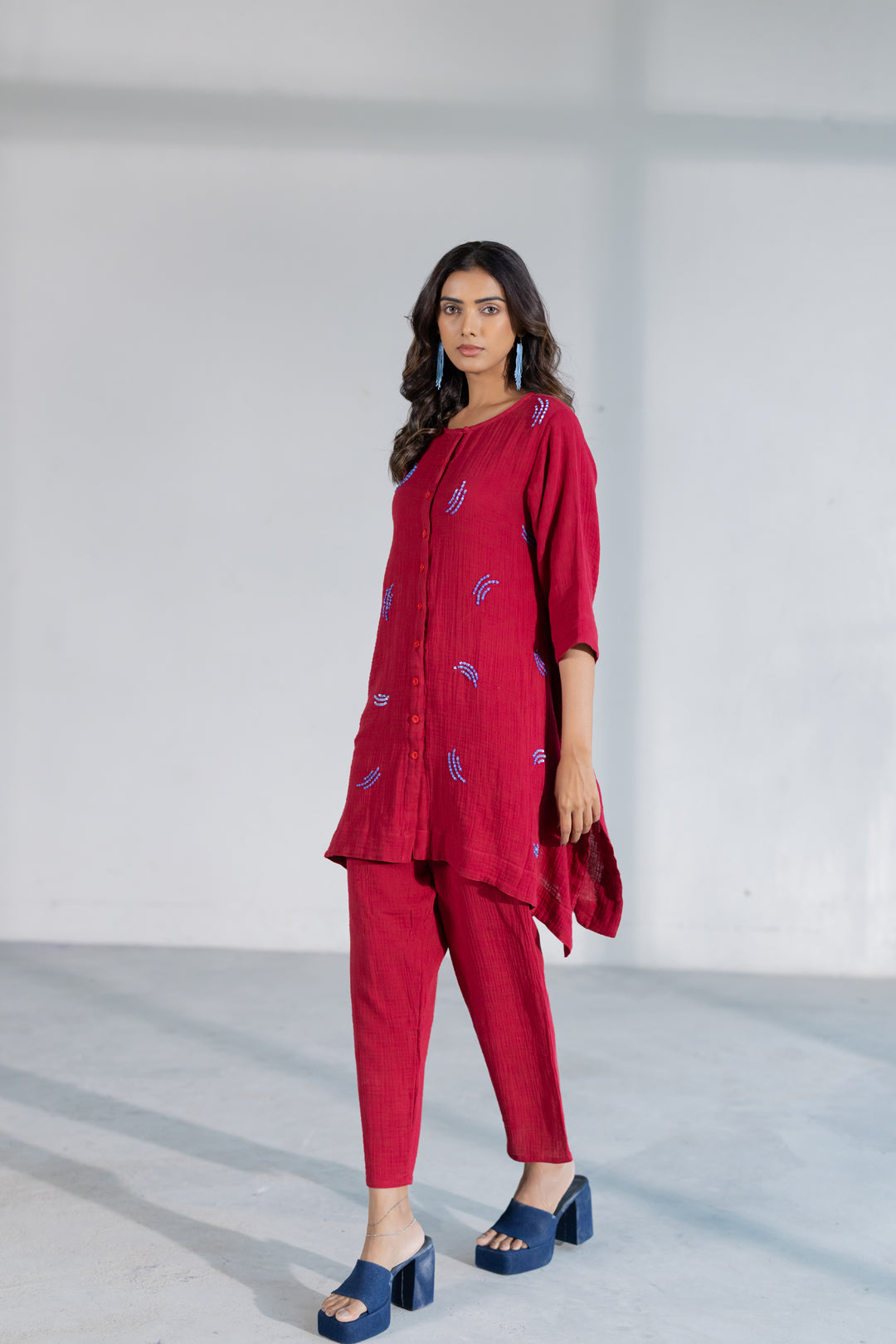 Ruby Dewdrop Crinkle Co-Ord
