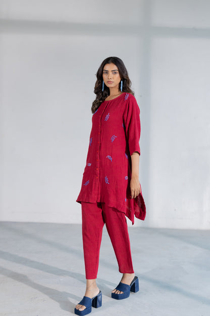 Ruby Dewdrop Crinkle Co-Ord