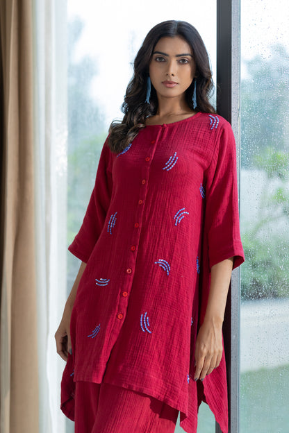 Ruby Dewdrop Crinkle Co-Ord