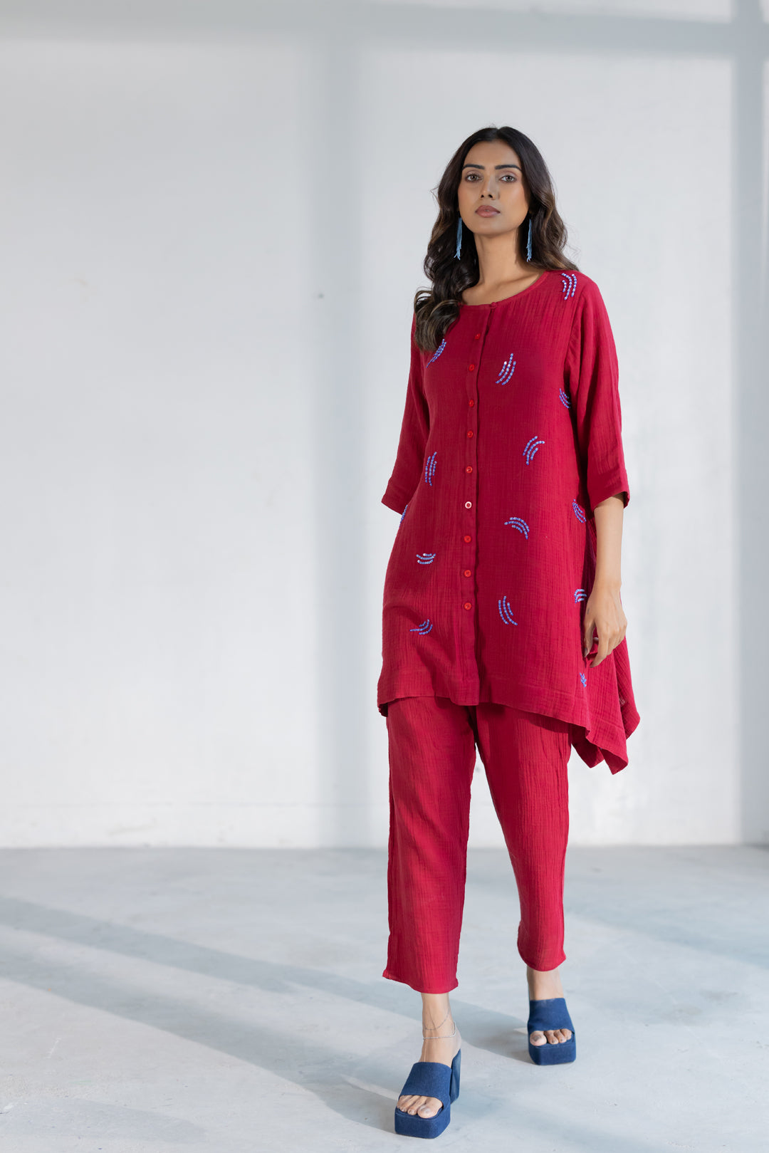 Ruby Dewdrop Crinkle Co-Ord