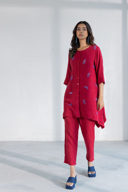 Ruby Dewdrop Crinkle Co-Ord