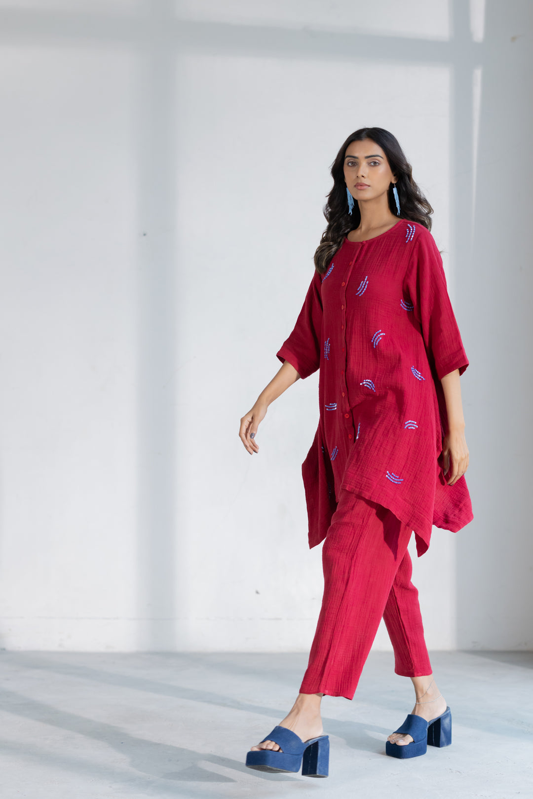 Ruby Dewdrop Crinkle Co-Ord