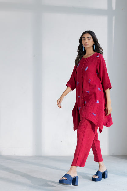 Ruby Dewdrop Crinkle Co-Ord