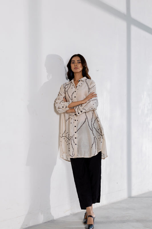 Ivory Wander Bandhani Shirt Set