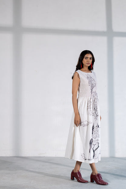 Savannah Smocked Midi Dress with Shrug