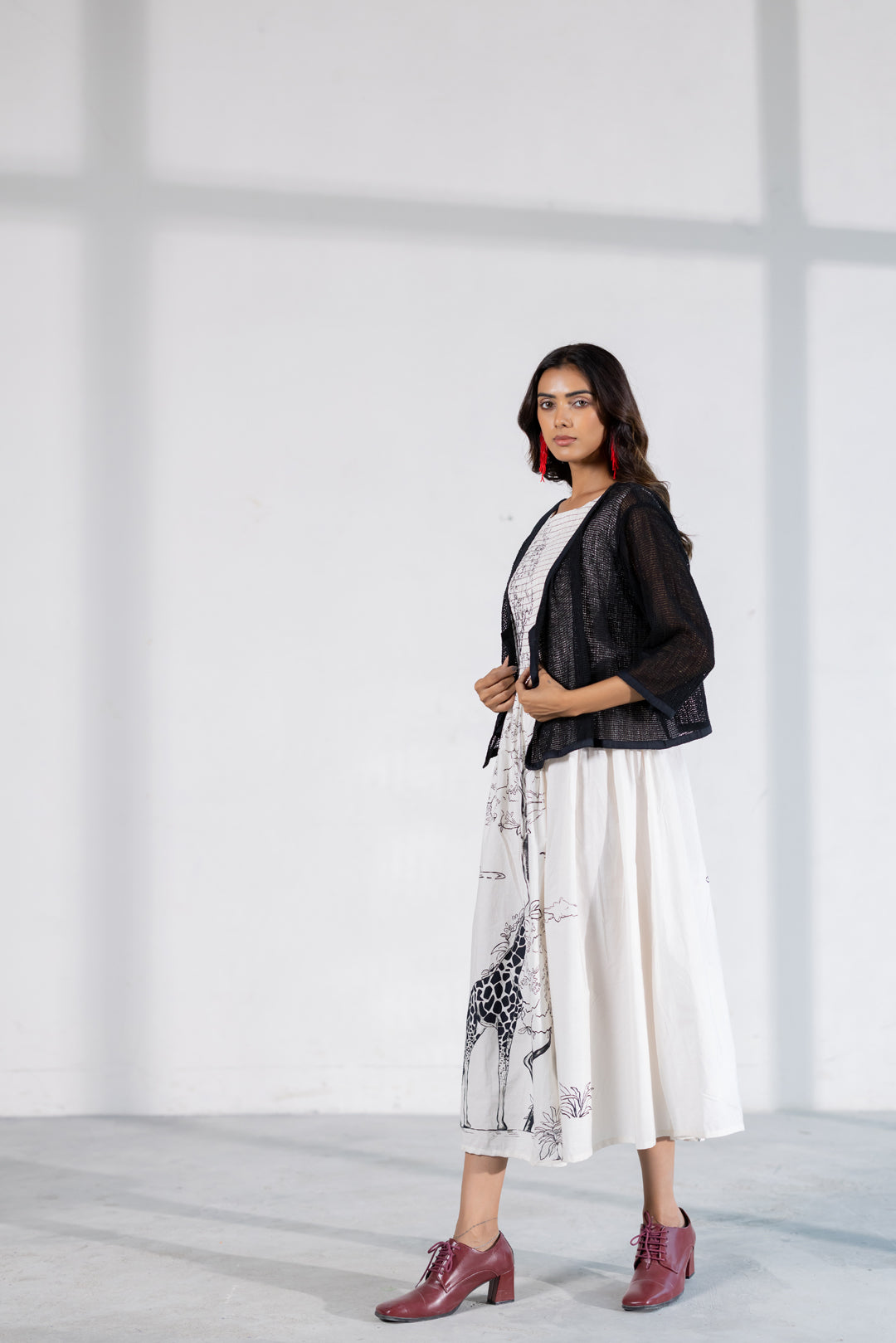 Savannah Smocked Midi Dress with Shrug