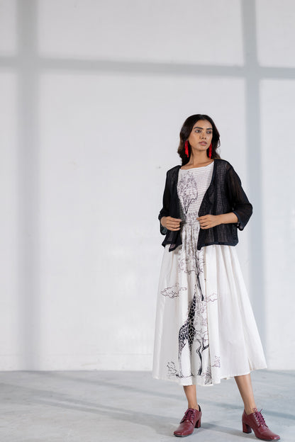 Savannah Smocked Midi Dress with Shrug