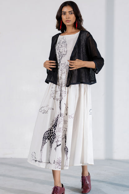 Savannah Smocked Midi Dress with Shrug