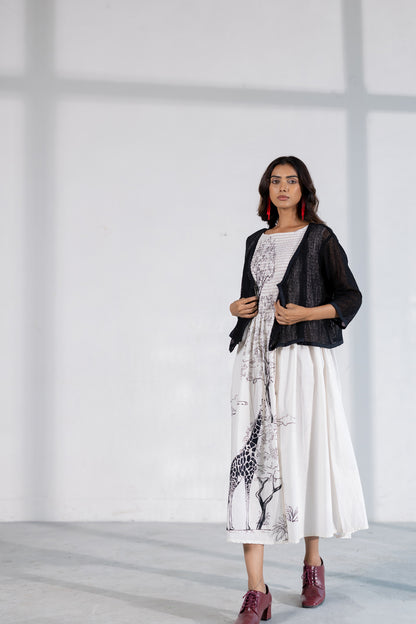 Savannah Smocked Midi Dress with Shrug